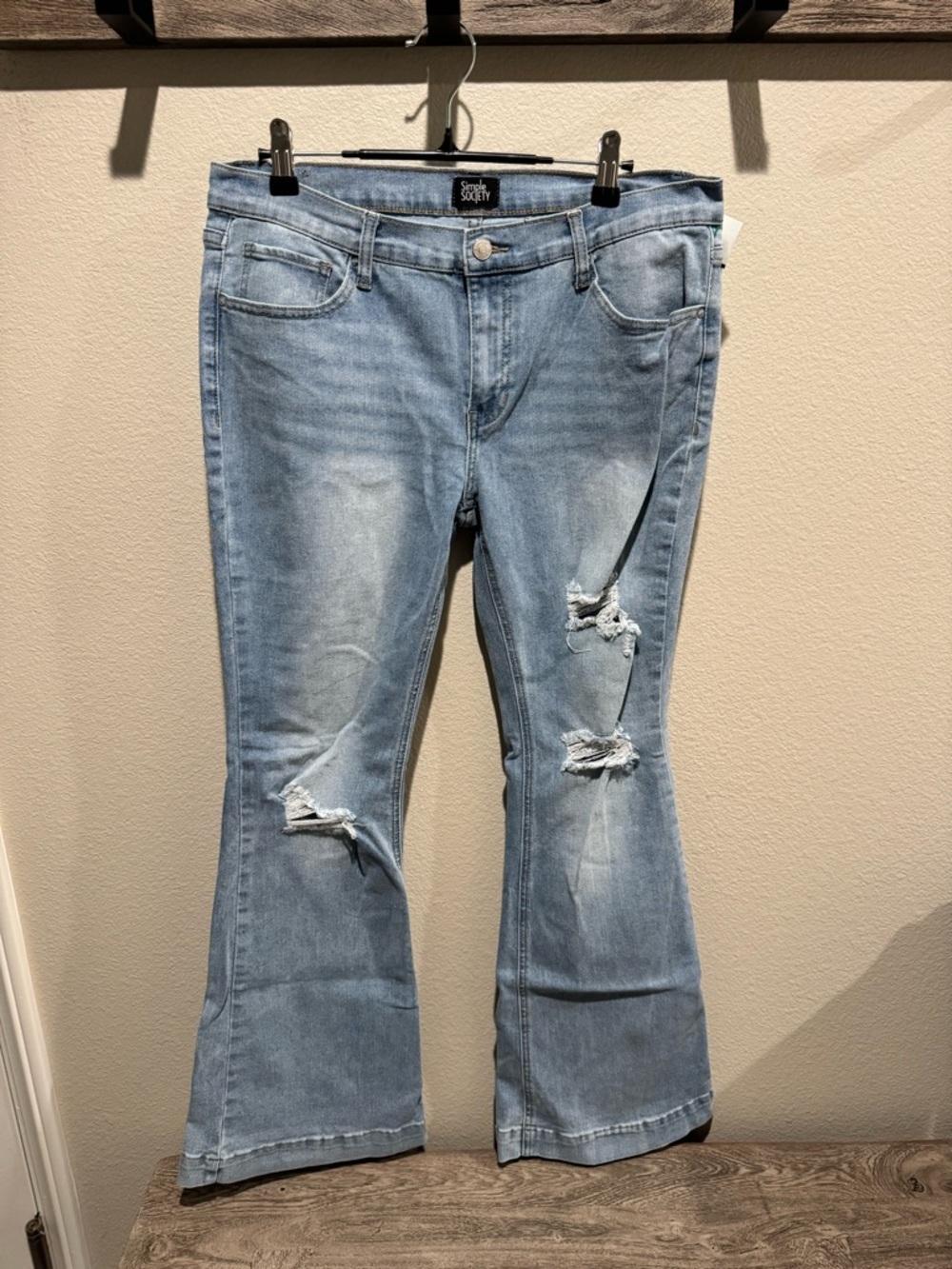 Simple Society Low Rise Distressed Boot Cut Jeans